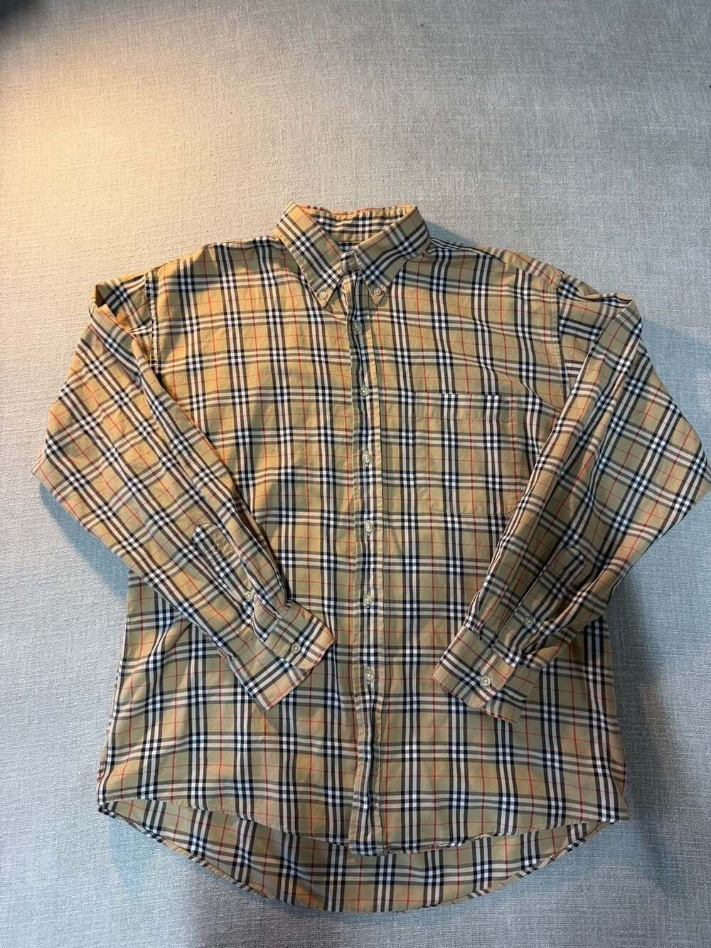 Burberry London Vintage Classic Nova Check Long Sleeve Button-Down Shirt Size L